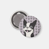 Boston Terrier, Paarse lavendel Magneet (Voorkant / Achterkant)