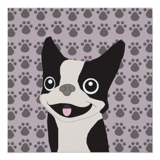 Boston Terrier, Paarse lavendel Perfect Poster (Voorkant)