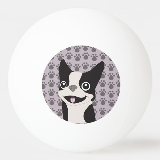 Boston Terrier, Paarse lavendel Pingpongbal (Voorkant)