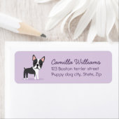 Boston terrier paarse retour adreslabels etiket (Insitu)