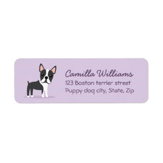 Boston terrier paarse retour adreslabels etiket