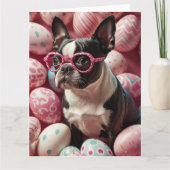 Boston Terrier Paaseieren Kaart (Voorkant)