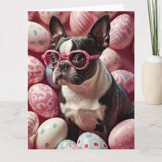 Boston Terrier Paaseieren Kaart (Voorkant)