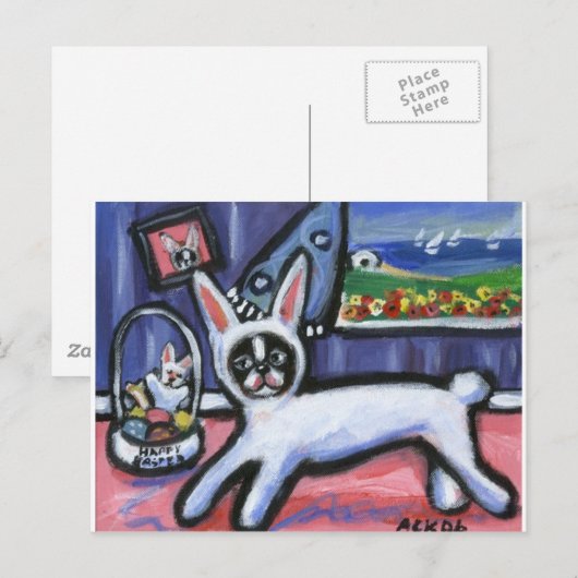 Boston Terrier paashaas Feestdagenkaart (Voorkant / Achterkant)