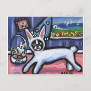 Boston Terrier paashaas Feestdagenkaart