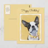Boston Terrier Painting - Cute Original Dog Art Briefkaart (Voorkant / Achterkant)