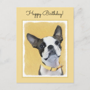 Boston Terrier Painting - Cute Original Dog Art Briefkaart