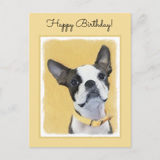 Boston Terrier Painting - Cute Original Dog Art Briefkaart (Voorkant)