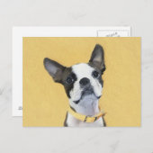 Boston Terrier Painting - Cute Original Dog Art Briefkaart (Voorkant / Achterkant)