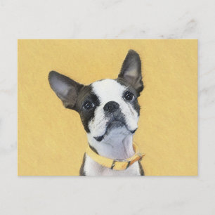 Boston Terrier Painting - Cute Original Dog Art Briefkaart