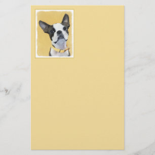 Boston Terrier Painting - Cute Original Dog Art Briefpapier