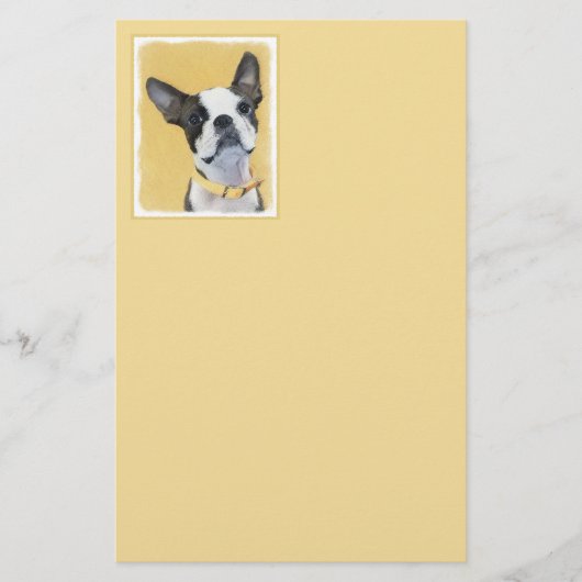 Boston Terrier Painting - Cute Original Dog Art Briefpapier (Voorkant)