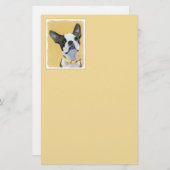 Boston Terrier Painting - Cute Original Dog Art Briefpapier (Voorkant / Achterkant)