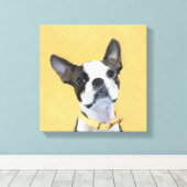 Boston Terrier Painting - Cute Original Dog Art Canvas Afdruk (Insitu (Houten vloer))