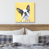 Boston Terrier Painting - Cute Original Dog Art Canvas Afdruk (Insitu (Slaapkamer))