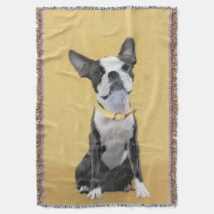 Boston Terrier Painting - Cute Original Dog Art Deken