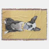 Boston Terrier Painting - Cute Original Dog Art Deken (Voorkant)