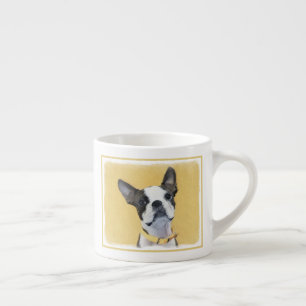 Boston Terrier Painting - Cute Original Dog Art Espresso Kop