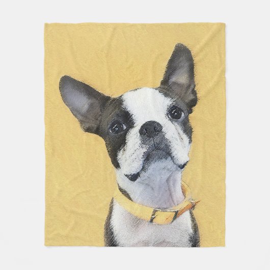 Boston Terrier Painting - Cute Original Dog Art Fleece Deken (Voorkant)