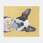 Boston Terrier Painting - Cute Original Dog Art Fleece Deken (Voorkant (Horizontaal))