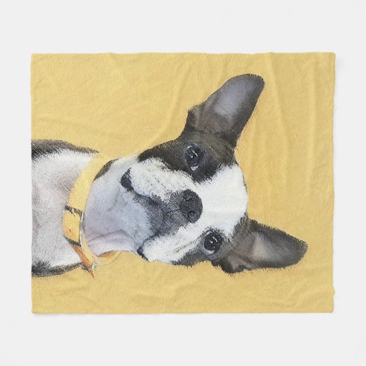 Boston Terrier Painting - Cute Original Dog Art Fleece Deken (Voorkant (Horizontaal))