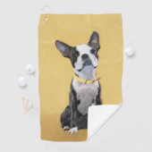 Boston Terrier Painting - Cute Original Dog Art Golfhanddoek (Insitu)
