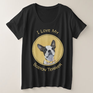 Boston Terrier Painting - Cute Original Dog Art Grote Maat T-shirt
