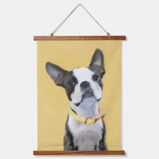 Boston Terrier Painting - Cute Original Dog Art Hangend Wandkleed (Voorkant)