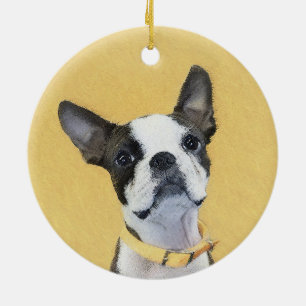 Boston Terrier Painting - Cute Original Dog Art Keramisch Ornament