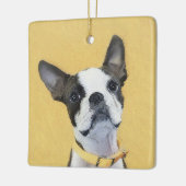 Boston Terrier Painting - Cute Original Dog Art Keramisch Ornament (Links)