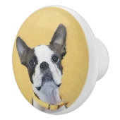 Boston Terrier Painting - Cute Original Dog Art Keramische Knop (Rechts)