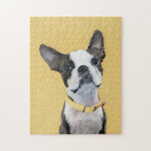 Boston Terrier Painting - Cute Original Dog Art Legpuzzel