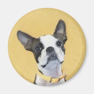 Boston Terrier Painting - Cute Original Dog Art Magneet