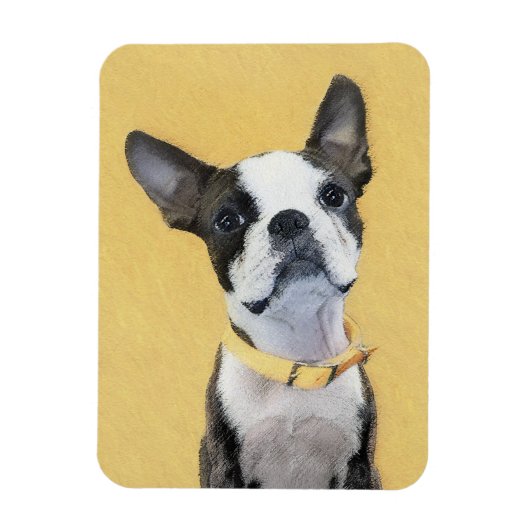 Boston Terrier Painting - Cute Original Dog Art Magneet (Verticaal)