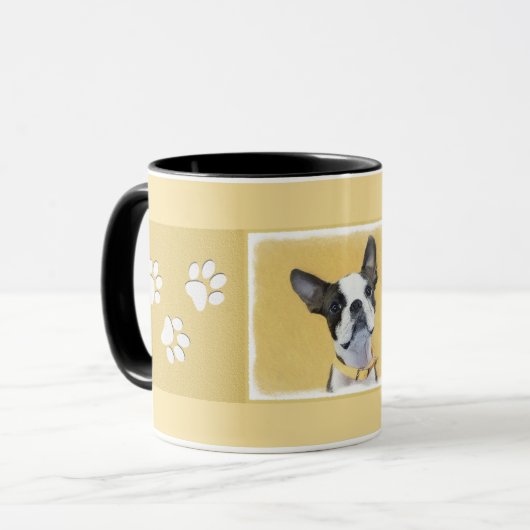 Boston Terrier Painting - Cute Original Dog Art Mok (Voorkant links)