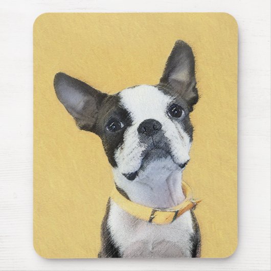 Boston Terrier Painting - Cute Original Dog Art Muismat (Voorkant)