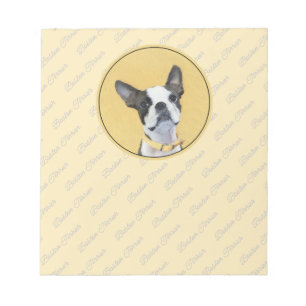 Boston Terrier Painting - Cute Original Dog Art No Notitieblok