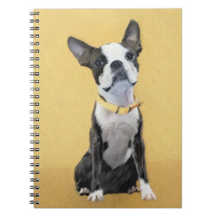 Boston Terrier Painting - Cute Original Dog Art Notitieboek