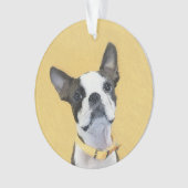 Boston Terrier Painting - Cute Original Dog Art Ornament (voorkant)