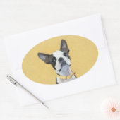 Boston Terrier Painting - Cute Original Dog Art Ovale Sticker (Envelop)