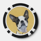 Boston Terrier Painting - Cute Original Dog Art Poker Chips (Achterkant)