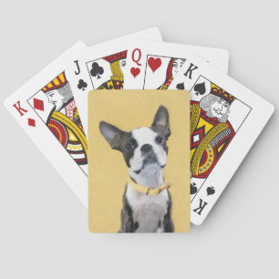 Boston Terrier Painting - Cute Original Dog Art Pokerkaarten