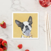 Boston Terrier Painting - Cute Original Dog Art Servet (Insitu)