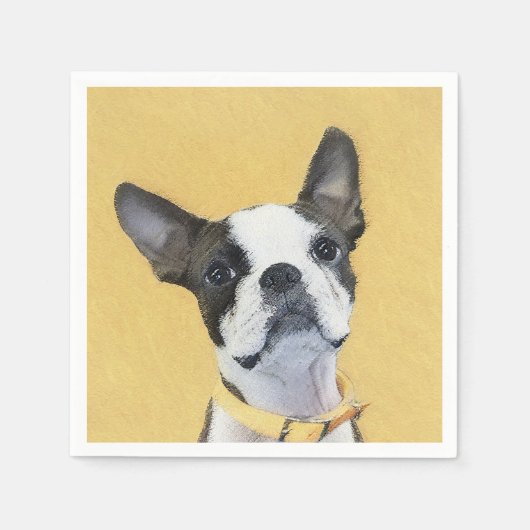 Boston Terrier Painting - Cute Original Dog Art Servet (Voorkant)
