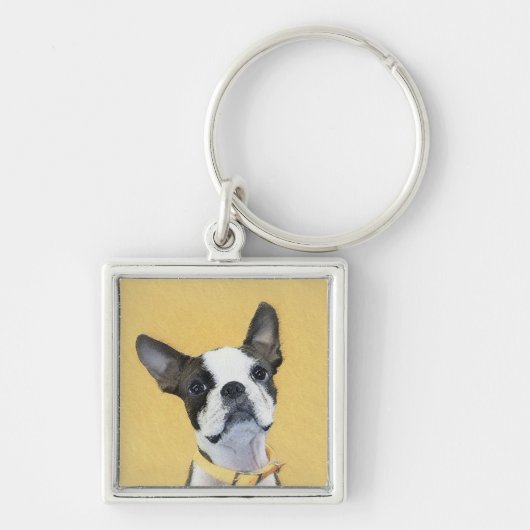 Boston Terrier Painting - Cute Original Dog Art Sleutelhanger (Voorkant)