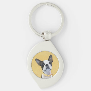 Boston Terrier Painting - Cute Original Dog Art Sleutelhanger