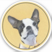 Boston Terrier Painting - Cute Original Dog Art Sticker (Voorkant)