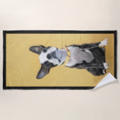 Boston Terrier Painting - Cute Original Dog Art Strandlaken (Voorkant)
