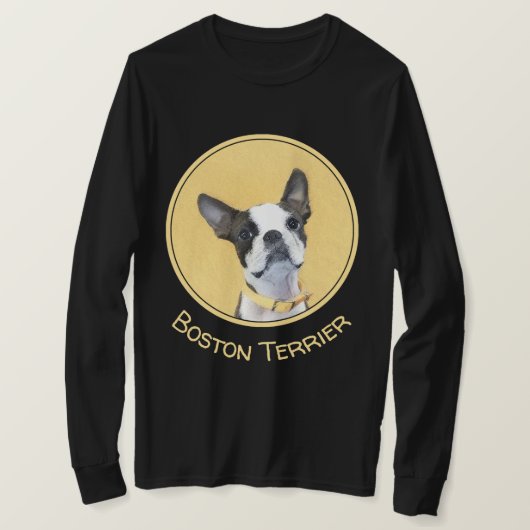 Boston Terrier Painting - Cute Original Dog Art T-shirt (Design voorkant)