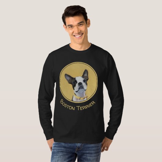 Boston Terrier Painting - Cute Original Dog Art T-shirt (Voorkant volledig)